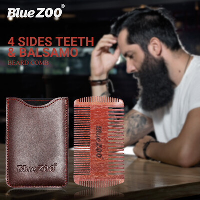 

〖Follure〗Wooden Men Beard Comb Anti Static Comb with Fine 4 Sided Teeth Hair Brush
