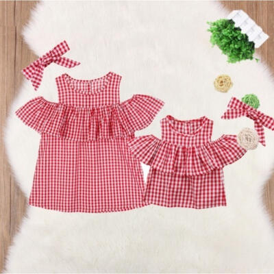 

US Stock Mother And Daughter Matched Off Shoulder Women Toddler Baby Blouse Tops