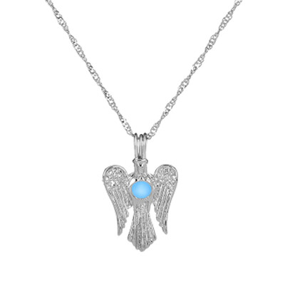 

Steam Punk Glow in the Dark Necklace Jewelry with Eagle Shaped Luminous Stone Pendant Long Necklace Jewerly