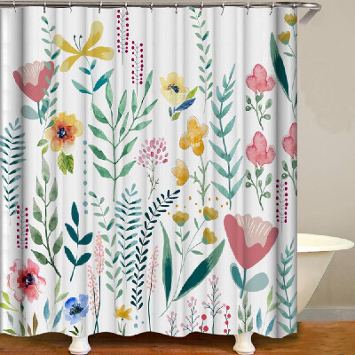 

Shower Curtain Flowers Trees Print Blackout Curtains Waterproof Mildew-proof Bathroom Curtain 71"x71