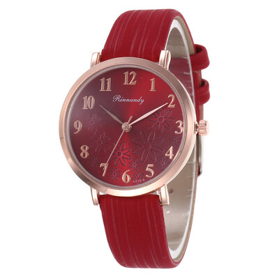 

Summer womens leather strap pattern dial digital watch student fashion watch