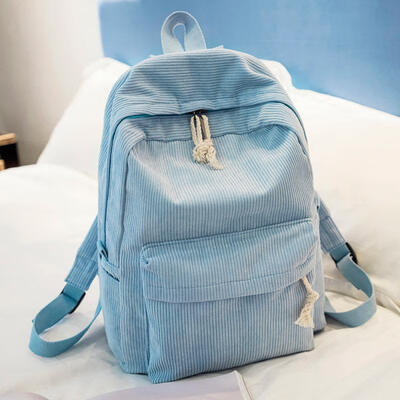 

Soft Fabric Bag Corduroy Design School Striped Backpack For Teenage Girls Women