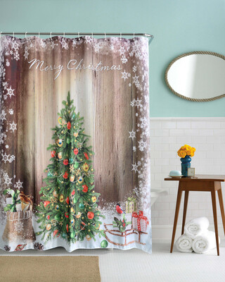 

Tailored Christmas Kids Waterproof Polyester Bathroom Shower Curtain Decor With Hooks A