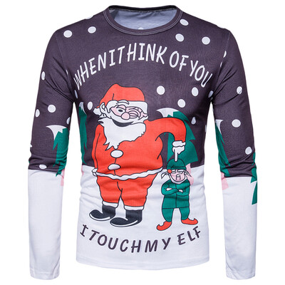 

Men Round Collar Christmas Long Sleeve Top