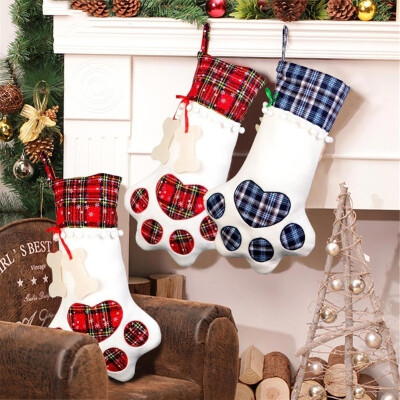 

124pcs Pet Christmas Gift Bags Pet Dog Cat Paw Stocking Socks Candy Bags Xmas Tree Ornaments Christmas New Year Favors