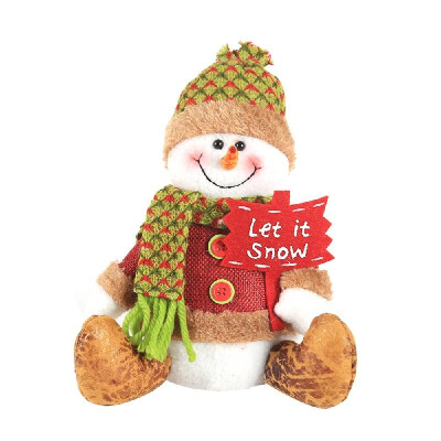 

Christmas Decoration Doll Retro Style Santa Snowman Sitting Pose Doll Window Party Decoration, Christmas Decorative Plush Snowman Toy