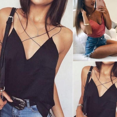 

Summer Women Ladies Casual Honey Print Tank Tops Vest Blouse Short Sleeveless Crop Top Shirt Sz S-XL