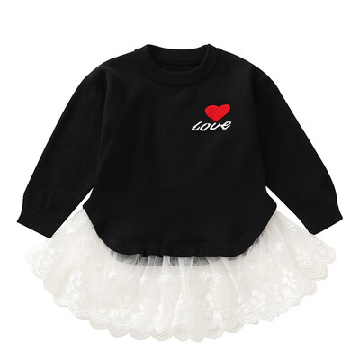 

Toddler Infant Baby Girls Love Print Lace Long Sleeves Sweater Sweatshirt Tops