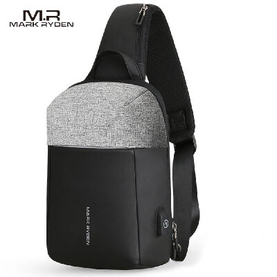 

MARK RYDEN Portable USB Charge Anti-Theft Contrast Color Man Chest Pack Waterproof Multi-Function Leisure Chest Pack