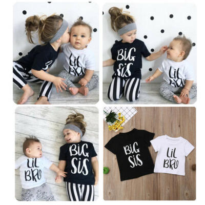 

Summer T-shirt-Big SisLil Bro - Kids Baby Boy Girl Matching Clothes Tops Tee