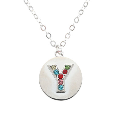 

Silver Alphabet Initial Letter A To Z Pendant Necklace Colorful Rhinestone Pendant Birthday Gifts Christmas Gifts For Women Girls