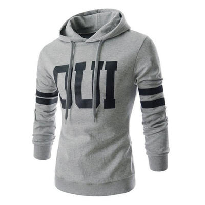 

Letters Print Hooded Sweatshirt For Men Fashion Casual Slim Fit Pullover Hoodie With Pockets