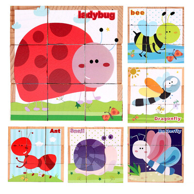 

Tailored Children Wooden 9 Blocks Six Sides Building Blocks Dimensional Puzzle