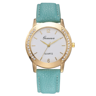 

Casual ladies alloy quartz watch fashion crocodile pattern PU leather watch on both sides of the diamond fashion watch