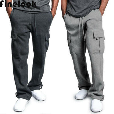 

US New Mens Cargo Sweat Pants Jogger GYM Track Fleece Heavy Weight Size -3XL
