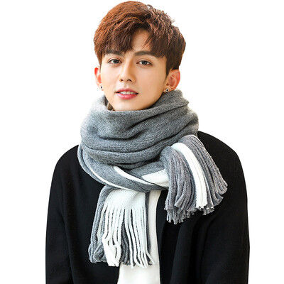 

MAXVIVI mens scarf autumn&winter fashion fashion wild collar thick warm simple simple color scarf MWJ843250 gray white