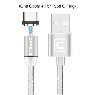 

CAFELE 100cm Magnetic USB Cable Micro Type C Cable for iphone Samsung Huawei Xiaomi Nylon Wire with LED Light