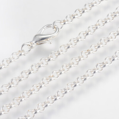 

Iron Rolo Chains Necklace Makings with Lobster Clasps Soldered Silver 295"75cm