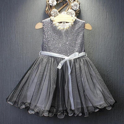 

Sequins Sleeveless Baby Girls Toddler Kids Dress Casual Party Wedding age 1-7Y