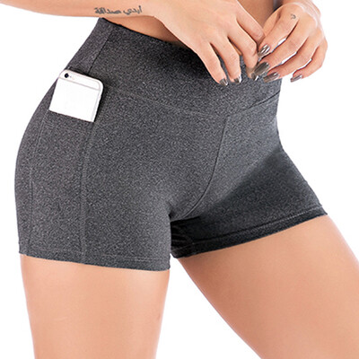 

Tailored Women High Waist Yoga Pants Side Cell Phone Pockets Sports Shorts Leggings Pants
