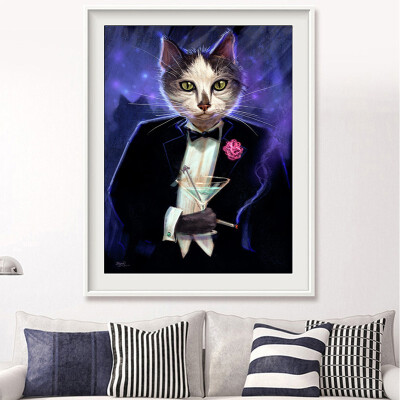 

Cool Cat in Black Coat 5D DIY Diamond Painting Animal Full Square Diamond Embroidery Sale Rhinestones Mosaic Decor Painting