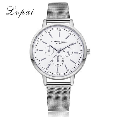 

Top Lvpai Womens Watches Simple Scale Dial Ladies Quartz Wristwatch Business Mesh Belt Strap Clock Reloj Mujer