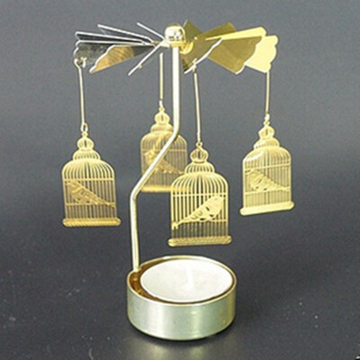 

Gobestart Hot Spinning Rotary Metal Carousel Tea Light Candle Holder Stand Light Xmas Gift