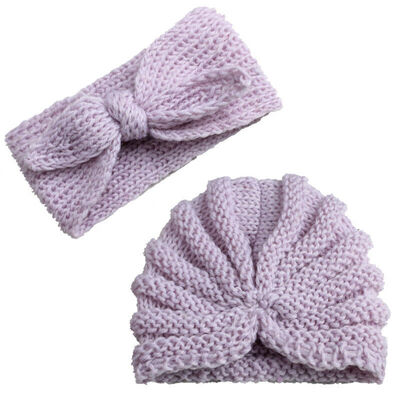 

Baby Kids Winter Warm Knitted Bow-knot-HeadbandCute Beanie Turban Hat Cap