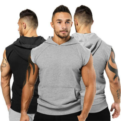 

Mens Sleeveless Pullover Gillet Hoodie Hooded Sweatshirt Lightweight Hoody Top