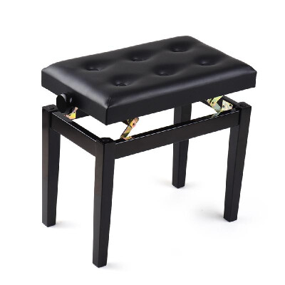 

Black Wooden Piano Bench Stool Adjustable Height Soft Cushion Padded