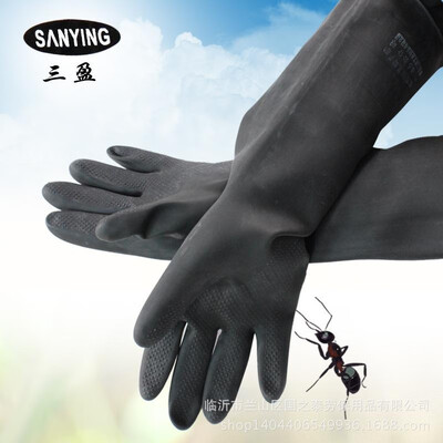 

Wholesale three surplus oilproof waterproof long thick rubber acid&alkali resistant industrial latex gloves leather wear non-s