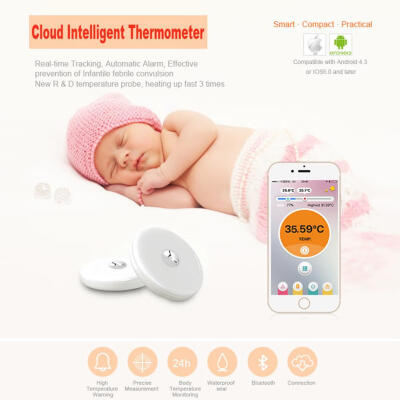 

Bluetooth Wearable Baby Thermometer IPX6 Waterproof Intelligent App Monitor