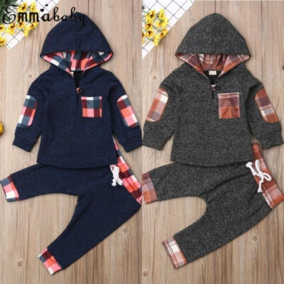 

Infant Baby Boy Girl Black Winter Warm Hoodie TopsPants Sweatshirt Outfit Set