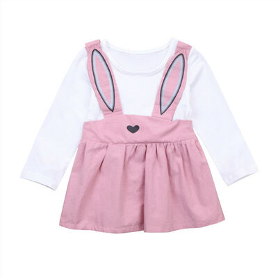 

Toddler Baby Girl Rabbit Party Dress Long Sleeve Overall Tutu Dresses Clothes