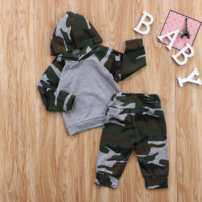 

2Pcs Kids Toddler Baby Boy Girls Hooded Sweatshirt TopsPants Outfits Clothes