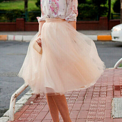 

7 Layers Women A Line Tulle Tutu Skirt Party Princess Ballet Dress Knee Length
