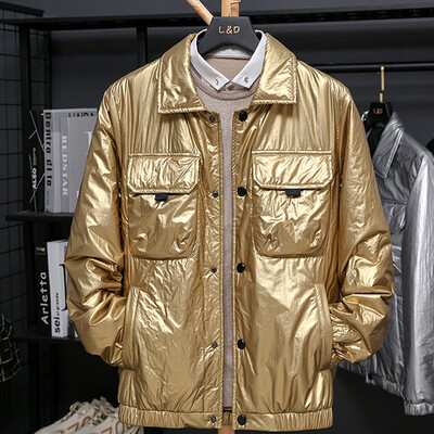 

Toponeto Mens Pocket Winter Pure Color Button Patchwork Thickened Cotton Padded Coat