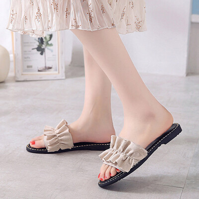 

Rose Womens Fashion Wild Flat Sandals Beach Sandals Solid Color Macrame Slippers