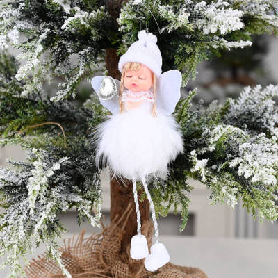 

Christmas Angel Feather Pendant Toy Plush Wings Sitting Pendant Xmas Tree Decor