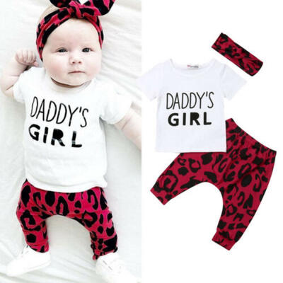 

UK Toddler Kids Baby Girl Summer Outfit Clothes T-shirt TopsLong Pants 3PCS Set