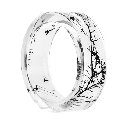 

Creative Jewelry DIY Handmade Dried Flower Resin Rings Trees Bird Inside Pattern Transparent Ring