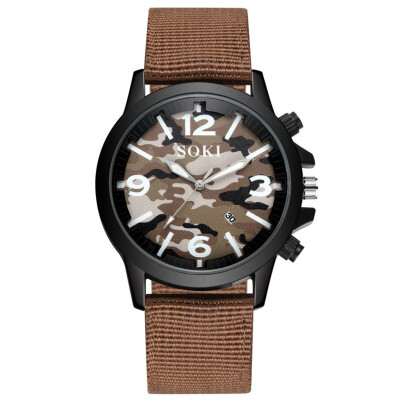 

〖Follure〗SOKI Popular Outdoor Sports Camouflage Nylon Woven Strap Calendar Watch Male