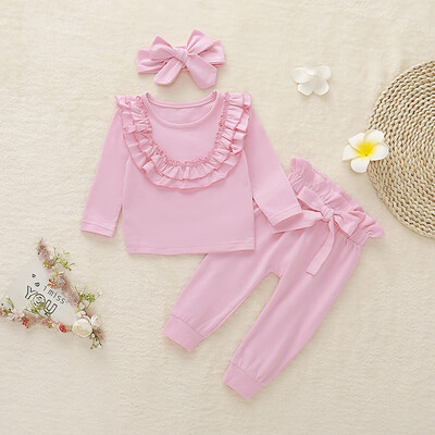 

3PCS Newborn Baby Girls Outfits Long Sleeve Tops Floral Pants Leggings Clothes
