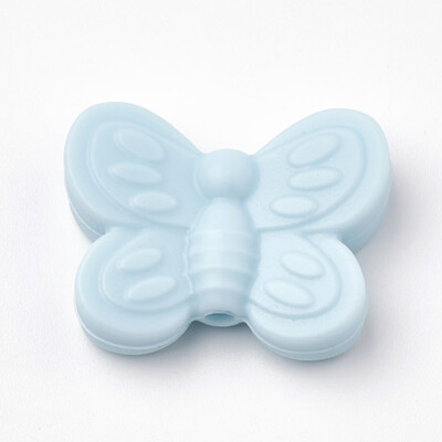 

Food Grade Environmental Silicone Beads Chewing Beads For Teethers DIY Nursing Necklaces Making Butterfly LightBlue 20x25x6mm