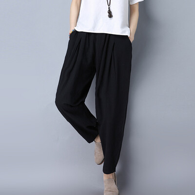 

Tailored Women Casual Solid Trousers Pants Trousers Ladies Loose Pants