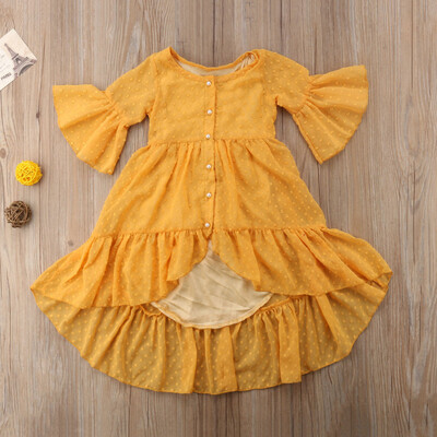 

Toddler Baby Girl Boho Ruffle Half Sleeve Princess Dress Party Sundress 1-5T