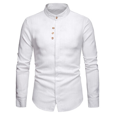 

Stand Collar Hidden Button Long Sleeve Shirt
