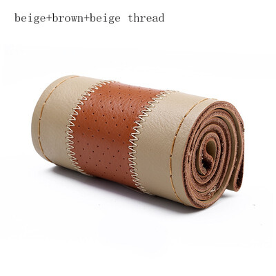 

Car Steering Wheel Cover Auto Interior Accessory Genuine Leather with hole Braid With Needle Thread Fashionable for most of cars