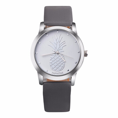 

New Womens Pineapple Leather Band Analog Quartz Watch Ladies Rose Gold Dial Casual Female Sport Watches montre femme Clock 533