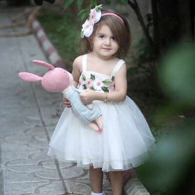 

Toddler Kids Baby Girl Clothes Flower Princess Sleeveless Tulle Suspender Dress